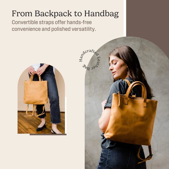 Abera Leather Backpack Convertible to Tote Bag for Women, Spacious✨ main image 7